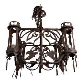 Gothic Wrought Iron Four-Light Chandelier