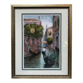 A Gondolier on the Canals of Venice Artwork, Framed