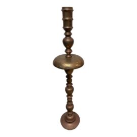 Moroccan Hand Etched Brass Candle Holder, Vintage