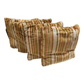 Earth Toned Striped Velvet Throw Pillows, Set of Four