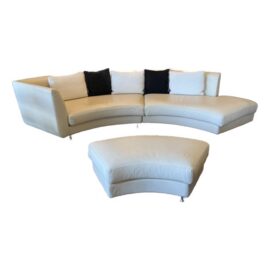 Giovanni Erba Serpentine Leather Sectional, Ivory. Original Price: $9,000