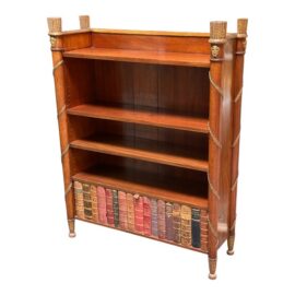 French Louis XVI Style Bookshelf With Locking Shelf, Antique