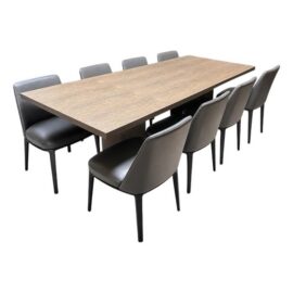 Arik Levy for Living Divani Wedge Dining Table + Poliform Sophie Dining Chairs, Set of Nine. Original Price: $25,750