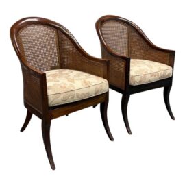 Regency Style Mahogany Bergère Chairs, Pair