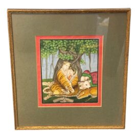 Shiva on Tiger Skin With Partner Artwork, Framed