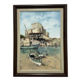 F. Yayboke Turkish Seascape Oil Painting, Circa 1960's