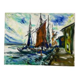 Harbor Boats Acrylic Painting on Canvas