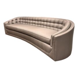 NEW Bespoke Curved Tufted Tuxedo Sofa. Estimate Price: $8,000