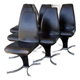 Cattelan Italia Betty Embossed Crocodile Dining Room Chairs, Set of Six. Original Price: $7,200