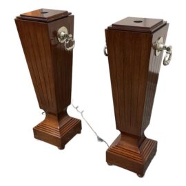 Regency Style Lighted Mahogany Display Pedestals, Pair. Original Price: $6,400