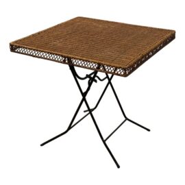 Danny Ho Fong Folding Wicker Card Table, Outdoor