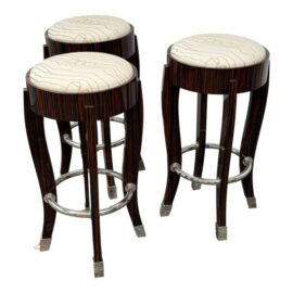 NEW James Magni for Magni Home Collection Metropolitan Macassar Swivel Barstools, Set of Three. Original Price $12,490
