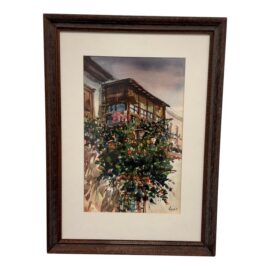 Luis Balcony Limeno Framed Watercolor
