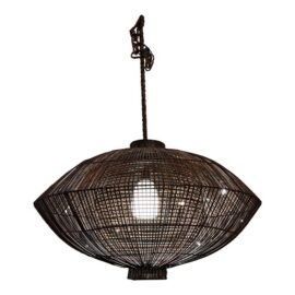 Organic Modern Rattan Braided Rope Pendant Light. Original Price: $2,100