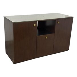 Lily Jack Walnut Bespoke Credenza + Glass Top. Original Price: $1,200