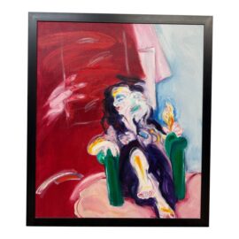 Hans Giesen Portrait of a Woman in Chair Signed Painting