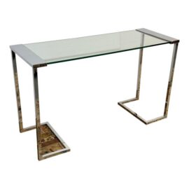 Chrome + Tempered Glass Console Table