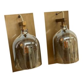 Brass Plate + Mercury Glass Wall Sconces, Pair