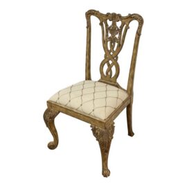 Maitland Smith Trellis Print Chippendale Style Arm Chair
