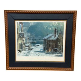 John Stobart New Bedford: The View Across to Fairhaven From Centre Street in 1884 Lithograph, Signed