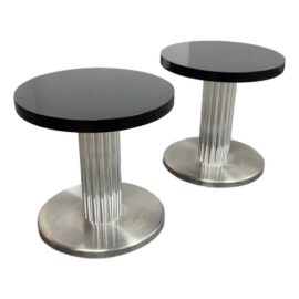 Art Deco Revival Pedestal Vintage Side Tables, Pair