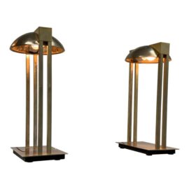 Relux Milano Chrome + Brass Table Lamps, Pair
