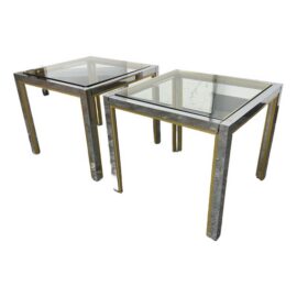 Renato Zevi Chrome + Brass Side Tables