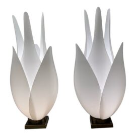 Roger Rougier Grand Acrylic Tulip Lamps, a Pair