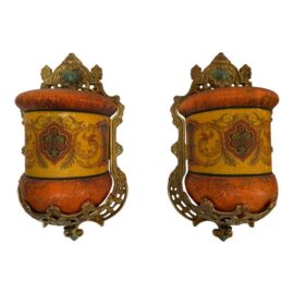 Gill Glass & Fixture Company Antique Slip Shade Wall Sconces, Pair