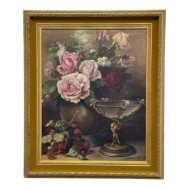 Marian Miller Original Floral Still Life Painting in the Style of Jean Baptiste Robie