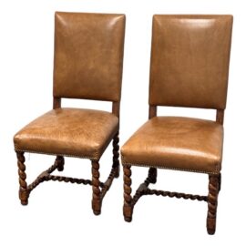 Bausman & Company Model 3322 Barley Twist Leg Side Chairs, Pair. Original Price: $5,200