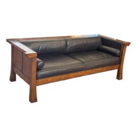 Maria Yee Cambria Leather + Wood Sofa. Original Price: $5,500