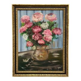 Late 20th Century Floral Oil on Canvas by Unknown Artist, Vintage