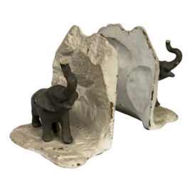Vintage Cast Metal Elephant Bookends, Pair