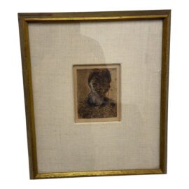 Expressive Charcoal Portrait, Vintage