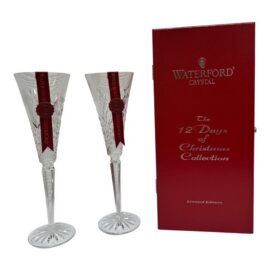 Waterford Twelve Days of Christmas Partridge Flutes With Boxes, Set of Two