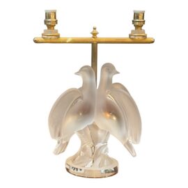Lalique Ariane Glass Doves Table Lamp