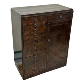 Dark Burl Wood Collectors Cabinet, 19th Century Style