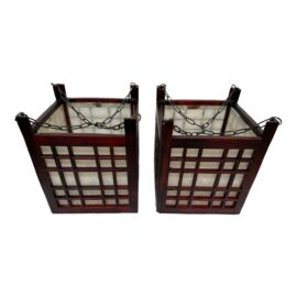 Japanese Rosewood Candle Lanterns, Pair