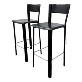 Frag for Design Within Reach Vintage Italian Leather Barstools, Pair