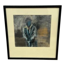 Nancy Willis Spy With Revolver Signed Pastel/Oil on Paper