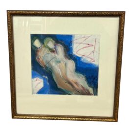 Nancy Willis Lovers in Blue Signed Pastel/Oil on Paper