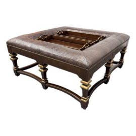 Century Furniture Napa Leather Tray Top Cocktail Ottoman. Original Price: $5,000