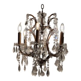 Restoration Hardware 19th C. Rococo Iron & Crystal Round Chandelier. Original Price: $2,530
