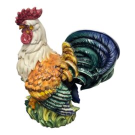 Glazed Ceramic Rooster Sculpture, Large