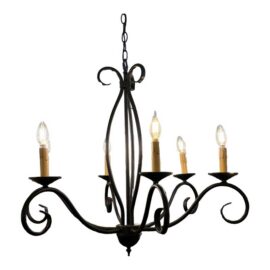 Six-Light Scrolling Iron Chandelier