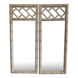 Dixie Aloha Chinoiserie Ivory Wall Mirrors, Pair