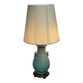 Chinoiserie Celadon Table Lamp, Vintage
