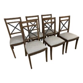 Rustic European Cross-Back Dining Chairs, Set of Six, Made in France. Original Price: $3,200