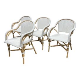 Serena & Lily Riviera Rattan Armchair, Set of Four. Original Price: $1,712